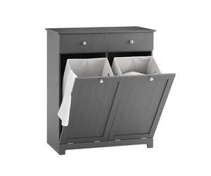 SoBuy Mobile Spazzatura da Cucina con Pattumiera Integrata Armadietto Raccolta Differenziata con 2 Cassetti e 2 Sacchi da 45L Mobiletto Salvaspazio con Chiusura Silenziosa 78x38x90cm BZR33-II-DG