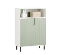 SoBuy Mobiletto Bagno con 3 Ripiani e 2 Ante 60x30x87cm | Mobile Contenitore Portaoggetti, Armadietto Bagno con Spazio di Archiviazione, Verde, BZR138-GR