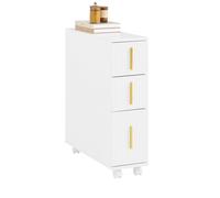 SoBuy Mobiletto Bagno Salvaspazio 20cm con 3 Cassetti e Ruote Mobile Bagno Cassettiera Compatta per WC e Angoli Stretti 52x17x69cm BZR183-W