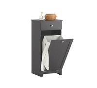 SoBuy Mobiletto Bagno Salvaspazio con Cassetto e Cesto Portabiancheria Estraibile - Armadietto Stretto Verticale per Bagno Piccolo o Lavanderia - Mobile Bagno in MDF Grigio, L40×P38×H90 cm, BZR21-DG