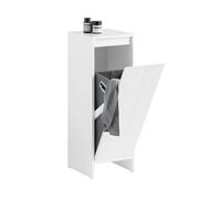 SoBuy Mobiletto Bagno Salvaspazio con Cesto Portabiancheria - Mobile Bagno Bianco 30x30x87 cm con Anta a Ribalta, Armadietto da Bagno Moderno per Bagni Piccoli, WC o Lavanderie BZR154-W