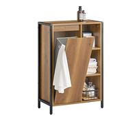 SoBuy Mobiletto Bagno Salvaspazio con Portabiancheria Mobile Bagno con Ripiani Aperti e Cesto Estraibile Armadietto Multiuso per Ingresso o Cucina 60x30x90cm BZR65-PF