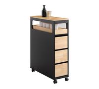 SoBuy Mobiletto Bagno Salvaspazio con Ruote, Mobile Compatto con 3 Cassetti, per WC, Armadietto Bagno in Legno, Facile da Spostare, Nero, 65x24x82cm, BZR54-SCH