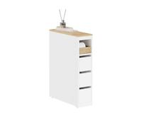 SoBuy Mobiletto Bagno Salvaspazio con Ruote, Mobile Stretto da 20cm con 3 Cassetti, Armadietto Bagno in Legno Compatto per Bagni Piccoli, WC e Cucina, Bianco, 60x20x82,3cm, BZR54-K-W