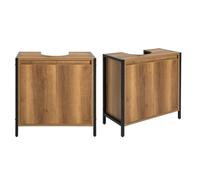 SoBuy Mobiletto Bagno Salvaspazio Mobile Sottolavabo con 2 Ante 60x60x30cm | Mobile Sotto Lavabo Da Terra con Ripiano E Piedini Regolabili, per Bagno, Color Noce, BZR63-PF