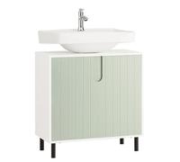 SoBuy Mobiletto Bagno Salvaspazio Mobile Sottolavabo Per Bagno 60 Cm Con Ripiano Regolabile Mobile Sotto Lavabo in MDF Verde 60x30x60 cm BZR139-GR
