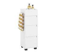 SoBuy Mobiletto Bagno Salvaspazio, Mobile Stretto Bagno 3 Cassetti e 4 Scomparti, Bianco, 30x90x30 cm, BZR29-W