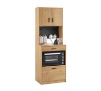 SoBuy Mobiletto Cucina con Ripiano Microonde e Pannello Forato - Armadietto Alto Salvaspazio con Cassetto, Sportelli e Ripiani - Madia Moderna per Cucina, Soggiorno, Dispensa - 60x170x40cm FSB98-N