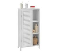 SoBuy Mobiletto da Bagno - Armadio da Bagno Stretto con Porta Lamellata e 3 Ripiani Aperti, Mobile Salvaspazio, Resistente all'Umidità, Colonna per Cucina e Soggiorno, Bianco, 48x96x24cm, BZR39-W
