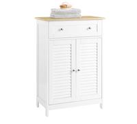 SoBuy Mobiletto da Bagno - Mobile Versatile con Cassetto, Resistente all’Umidità - Armadietto Salvaspazio per Bagno, Corridoio, Cucina in Legno, Bianco-Naturale, 60x87x35cm, FRG238-WN