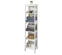 SoBuy Mobiletto da bagno salvaspazio Scaffale scala con 5 ripiani lunghezza 30 profondità 30 altezza 139 cm, bianco BZR14-W