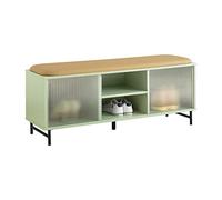 SoBuy Mobiletto portascaarpe con 2 ante in vetro Panca con seduta Mobile ingresso con anta scorrevole 105x32x46 cm Verde FSR115-GR