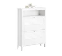 SoBuy Mobiletto portascarpe con 2 ante e 4 ripiani, con scomparto aggiuntivo per scarpe Mobile ingresso bianco L80*P25*A108, FSR152-W