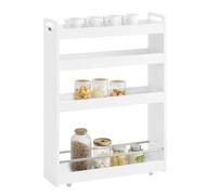 SoBuy NSR01 scaffale di nicchia con ripiano da cucina a 4 piani con ruote carrello da bagno carrello per auto ordine Bianco BHT ca. :18x82x60 cm BIANCO