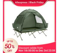SoBuy OGS32-II-L Tenda da campeggio tenda singola con gancio per lampada e borse per riporre le scarpe Tenda 3in1 per 2 persone pratica verde green