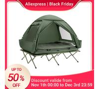 SoBuy OGS32-L Tenda 4in1 con lettino da campeggio sacco a pelo materasso ad aria e accessori tenda da campeggio lettino da campeggio per 2 persone green 193x145x188cm