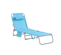 SoBuy OGS35 lettino da giardino con borsa laterale e cuscino lettino prendisole pieghevole aeroso Rosso