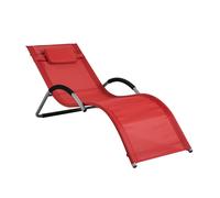 SoBuy OGS38 Lettino prendisole Sedia relax con cuscini per giardini, cortili, spiagge, balconi carico 120 kg BHT ca. 55x67x165cm Rosso