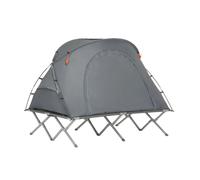 SoBuy OGS60-L-HG Lettino da campeggio per tenda da sopravvivenza con tenda lettino da campeggio 4in1 set da campeggio con sacco a pelo e accessori tenda per 2 persone