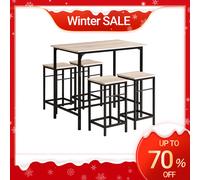 SoBuy OGT11 set tavolo da bar tavolo da pranzo da 5 pezzi tavolo da bistrot con 4 sedie gruppo posti