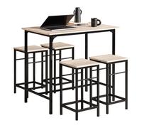SoBuy OGT11 set tavolo da bar tavolo da pranzo da 5 pezzi tavolo da bistrot con 4 sedie gruppo posti Madera