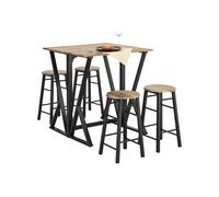 SoBuy Tavolo cucina con 4 sgabelli, tavolo bar pieghevole L40-80cm*P80cm*A89 cm vintage style OGT24-N