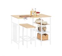 SoBuy OGT51-WN Set tavolo da bar Tavolo da pranzo in 3 pezzi Tavolo da bistrot con 2 sedie Tavolo da balcone Tavolo da balcone Tavolo da balcone BIANCO