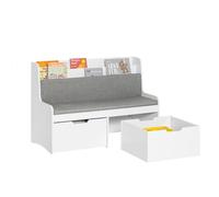 SoBuy Panca per Bambini con Ruote Libreria con Scatola Portaoggetti Panca per Scarpe con Cuscino Sedile Bianco 100x45x70cm KMB66-W