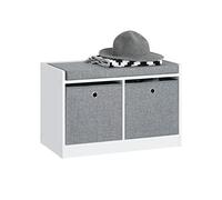 SoBuy Panca scarpiera Cassapanca da Interno Mobile Bagno con 2 cestini Bianco e Grigio FSR65-K-DG L68*P32*A45cm