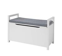 SoBuy Panca scarpiera con cuscino e braccioli 86x38x41cm per ingresso | Cassapanca in MDF melaminato bianco con cuscino 5cm e braccioli, portata 150kg, design elegante FSR76-W