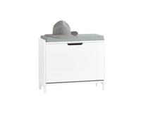SoBuy Panca Scarpiera da Ingresso - Scarpiera Salvaspazio Slim in Legno, Panca Contenitore con 1 ribalte 2 ripiani, 113kg di Carico, Bianco L60xP24xA52 cm FSR151-K-W
