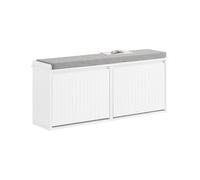 SoBuy Panca Scarpiera da Ingresso - Scarpiera Salvaspazio Slim in Legno, Panca Contenitore per 8-10 Paia di Scarpe, 155kg di Carico, Bianco, 100x26x46cm, FSR98-XL-W