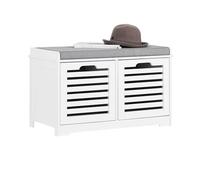 SoBuy Panca Scarpiera Ingresso con Seduta - Scarpiera Salvaspazio con Contenitore, Cassapanca Porta Scarpe Slim per Corridoio o Camera, Bianco, 71x34x43cm, Portata 120kg - FSR23-K-W