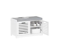 SoBuy Panca Scarpiera Ingresso con Seduta - Scarpiera Salvaspazio con Contenitore, Cassapanca Porta Scarpe Slim per Corridoio o Camera, Bianco, 71x35x43cm, Portata 133kg - FSR23-II-W
