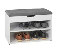 SoBuy Panca Scarpiera Ingresso Scarpiera Salvaspazio Slim con Seduta Imbottita Contenitore Ripiani Cassapanca Panca Contenitore Bianco e Grigio 60x30x44 cm Portata 120kg FSR25-HG