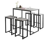 SoBuy Penisola da Cucina con 4 Sgabelli Tavolo da Bar Alto con Set da 5 Pezzi per Cucina e Sala da Pranzo, Salvaspazio per Cucine Piccole, Balcone o Giardino Finitura Legno 100x60x96 cm OGT15-HG