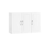 SoBuy Pensile Bagno Bianco - Mobile Bagno Sospeso con Ripiani Regolabili - Mobiletto Salvaspazio per Cucina e Lavanderia - Armadietto Bagno a Parete Moderno, 90x30x60 cm, FRG231-L-W