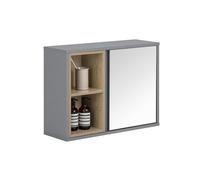 SoBuy Pensile bagno con specchio Mobile salvaspazio Armadietto bagno da parete Grigio 60x20x45cm BZR149-DG