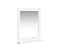 SoBuy Pensile Bagno Sospeso con Specchio Mobiletto Bagno Salvaspazio Armadietto da Parete con Mensola, Specchio Contenitore per Lavatrice, Lavandino, Lavanderia Bianco 40x49x10cm FRG129-W