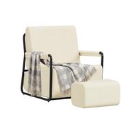 SoBuy Poltrona relax con poggiapiedi, schiuma 30D 67x74x78cm, comfort casa | Poltrona con sgabello, tessuto flanella morbido e struttura resistente per soggiorno e camera, beige, FST99-MI