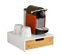 SoBuy Porta capsule cialde in bambù SoBuy - Cassetto compatto per capsule Nespresso, Dolce Gusto, Lavazza a Modo Mio - Organizer cucina con base antiscivolo per macchina caffè 31×30×10cm FRG179-WN