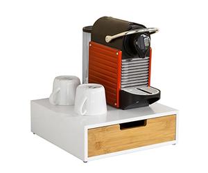SoBuy Porta capsule cialde in bambù SoBuy - Cassetto compatto per capsule Nespresso, Dolce Gusto, Lavazza a Modo Mio - Organizer cucina con base antiscivolo per macchina caffè 31×30×10cm FRG179-WN