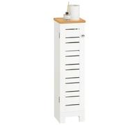 SoBuy BZR85-W Porta rotolo di carta igienica Armadietto per rotolo di carta igienica Scaffale da bagno Armadietto laterale Mobili da bagno Bianco-naturale WD circa: 20x75x18cm