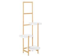 SoBuy Scaffale a 3 Livelli per Piante in Legno Scaffale da giardino Decorazione per balcone 31x27x130 cm Bianco-Naturale STR13-WN