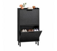 SoBuy Scarpiera a Ribalta per 4-6 Paia di Scarpe Nera FSR177-SCH | Ante Plissettate Nere Eleganti e Versatili, Profondità 19cm da Parete Ideale per Ingressi Stretti Senza Ingombrare
