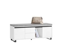 SoBuy Scarpiera con 2 ante e 2 cassetti, Panca con vano portaoggetti, Panca ingresso, Scarpiera con sedile, Bianco 110x35x42cm FSR176-W
