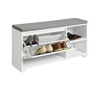 SoBuy Scarpiera con cuscino Panca con 2 vani portaoggetti Scarpiera salvaspazio Slim, portascarpe salvaspazio Regolabili 90x24x46 cm FSR119-W