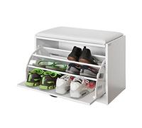 SoBuy Scarpiera Ingresso Panca Contenitore con Cuscino - Salvaspazio Slim da 60x30x48 cm - Cassapanca Porta Scarpe in Legno per Corridoio o Camera, Portata 120kg - FSR16-W