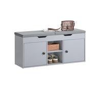 SoBuy Scarpiera Ingresso Salvaspazio - Panca Scarpiera Contenitore con Seduta Imbottita, Ripiani Regolabili, Design Moderno - Porta Scarpe per Corridoio e Casa, 150kg, 100x34x47cm, Grigio FSR96-DG