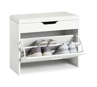 SoBuy Scarpiera Ingresso Salvaspazio Slim - Panca Scarpiera da Ingresso con Contenitore Nascosto - Cassapanca Pieghevole per Corridoio o Camera da Letto - Bianco 60x30x50cm 120kg - FSR95-W
